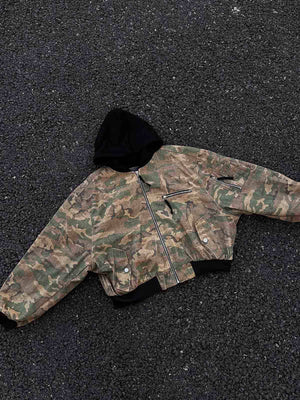 Camouflage Faux Two-Piece Hooded Jacket - thumbnail 3