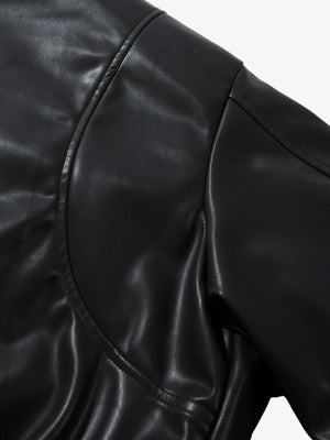 Street Motorcycle Stand Collar Leather Padded Jacket - thumbnail 8