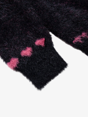 Street Graffiti Heart Pattern Knitted Cardigan Sweater - thumbnail 8