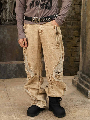 Acid Wash Moto Jeans – On model, front crop | XoKool