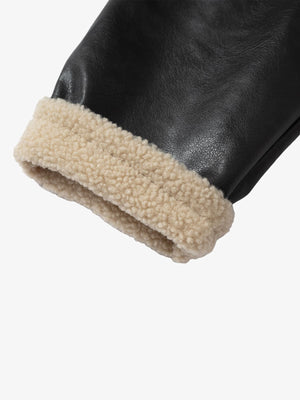 Vintage Shearling Collar Quilted Leather Jacket - thumbnail 17