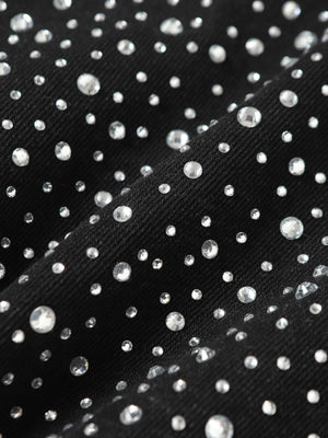 Schwarze Strass-Shorts – Strass Nahaufnahme | XoKool