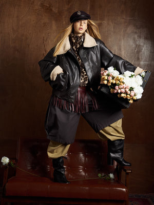 Vintage Shearling Collar Quilted Leather Jacket - thumbnail 7