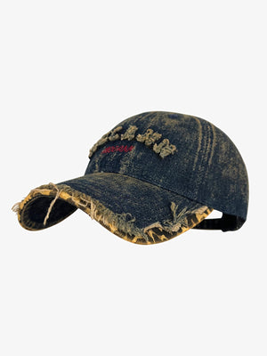Street Washed Distressed Letter Embroidered Baseball Cap - thumbnail 2