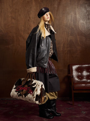 Vintage Shearling Collar Quilted Leather Jacket - thumbnail 4