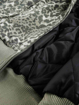 Retro Cheetah Fur Collar Cotton Jacket - thumbnail 8
