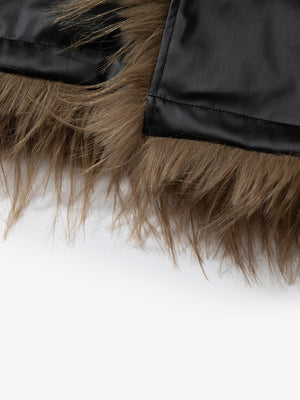 Retro Punk Rock Oversized Fur Collar Stitching Leather Cotton Jacket - thumbnail 16