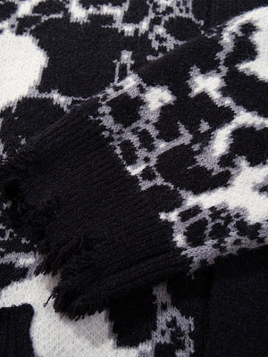 Vintage Skull Leopard Jacquard Knitted Cardigan - thumbnail 22