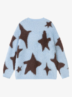 Fun Star Jacquard Sweater Crew Neck Sweater - thumbnail 3