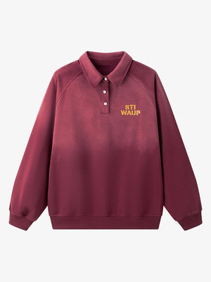 Gradient Print Lapel Long-sleeved Sweatshirt - thumbnail 1