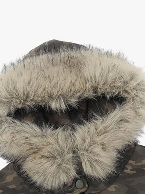 Camouflage Cardigan Utility Zip Up Fur Hooded Jacket - thumbnail 3