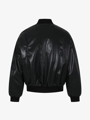 Street Motorcycle Stand Collar Leather Padded Jacket - thumbnail 2