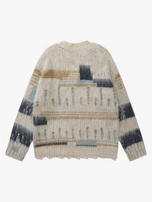 Geometric Irregular Striped Sweater - thumbnail 2