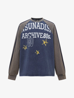 Retro Distressed Motorcycle Colorblock Sweatshirt - thumbnail 1