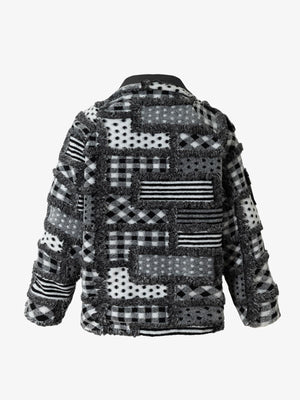 Vintage Plaid Polka Dot Reversible Sherpa Cotton Jacket - thumbnail 12