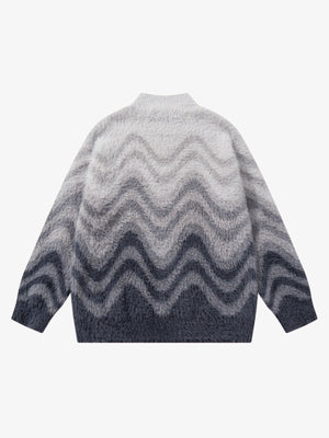 Street Gradient Wave Jacquard Knit Sweater - thumbnail 3