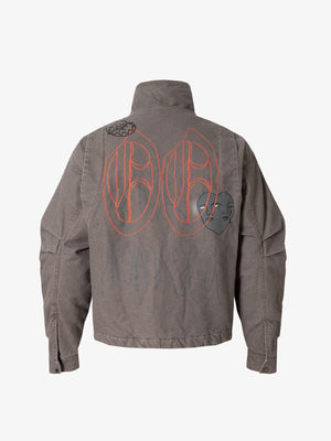 Street Graffiti Distressed High-Neck Padded Cotton Jacket - thumbnail 2