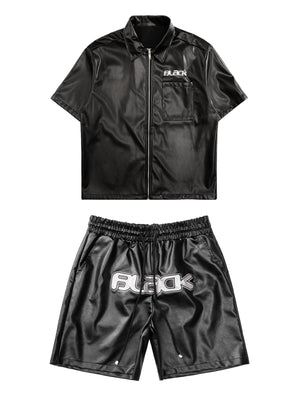 Gangster Rap Lettering Embroidered Leather Set - thumbnail 1