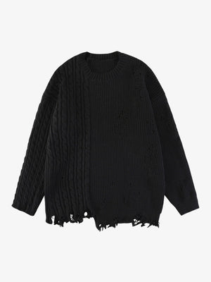 Cable Knit Crochet Hole Sweater - thumbnail 2