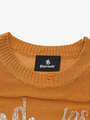 Vintage Hollow Ripped Knit Sweater - thumbnail 7