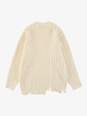 Cable Knit Crochet Hole Sweater - thumbnail 3