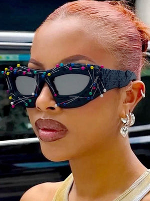 Hip Hop Punk Beaded Sunglasses - thumbnail 1