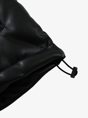 Minimalist Faux Leather Stand Collar Puffer Vest - thumbnail 14