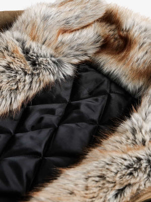 Retro Fur Collar Quilted Workwear Cotton Jacket - thumbnail 8