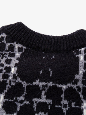 Vintage Skull Leopard Jacquard Knitted Cardigan - thumbnail 20