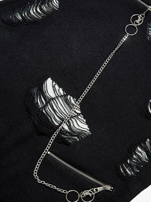 Retro Distressed Zipper Sweater - thumbnail 6
