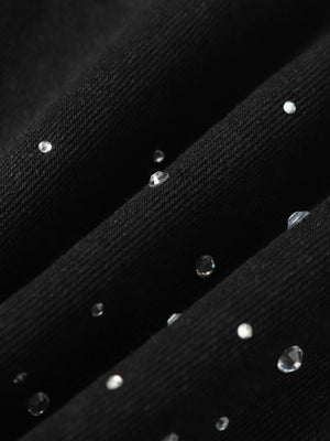 Schwarze Strass-Shorts – Strass-Detail | XoKool