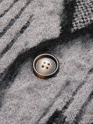 Knitted Fleece Cardigan Irregular Pattern Sweater - thumbnail 7