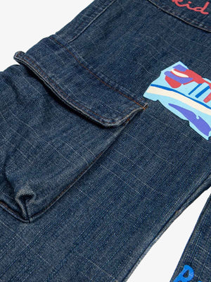 Dark Wash Cargo Jeans – Cargo pocket close-up | XoKool
