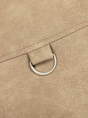 Vintage Fur Collar PU Leather Badge Embroidery Work Jacket - thumbnail 8