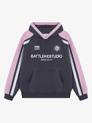 Color Block Hoodie – Anthrazit Rosa, Vorderansicht | XoKool