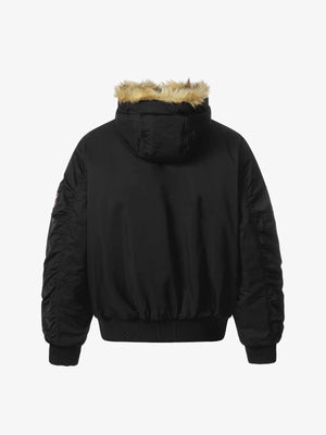 Retro Leopard Print Fur Collar Hooded Padded Jacket - thumbnail 2