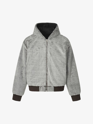 Retro Reversible Fleece Lined Zip-up Hooded Jacket - thumbnail 10