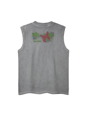 Distressed Graphic Butterfly Print Vest - thumbnail 3