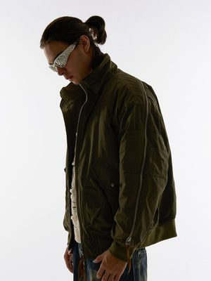 Retro Street Hip-Hop Zipper Design Bomber Jacket - thumbnail 4