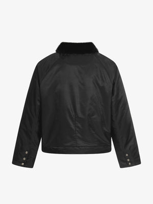 Deconstructed Patchwork Fur Collar Bomber Jacket - thumbnail 4
