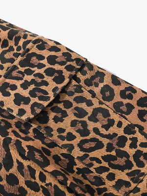 Retro Leopard Print Pleated Pocket Casual Pants - thumbnail 5