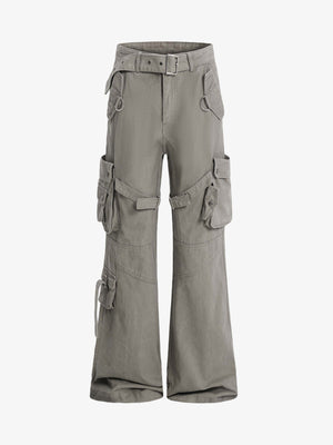 Multi-Pocket Cargo Flared Pants - thumbnail 1