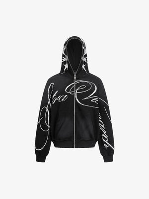 High Street Script Letter Print Zip-up Hoodie Jacket - thumbnail 2