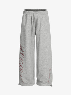 Draped Red Diamond Drawstring Casual Pants - thumbnail 1