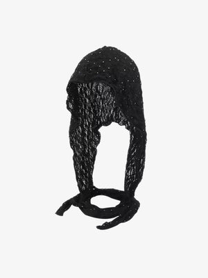 Vintage Lace Hollow Crochet Long Strap Headscarf Hat - thumbnail 1