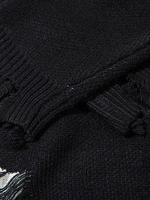 Retro Distressed Zipper Sweater - thumbnail 5
