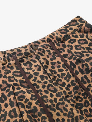 Retro Leopard Print Pleated Pocket Casual Pants - thumbnail 6