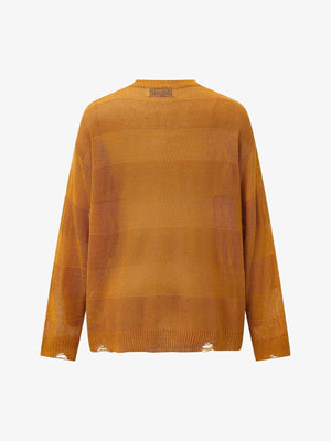 Vintage Hollow Ripped Knit Sweater - thumbnail 2