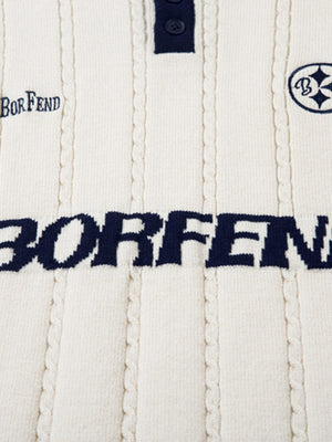 Retro College Polo Collar Knit Sweater - thumbnail 9