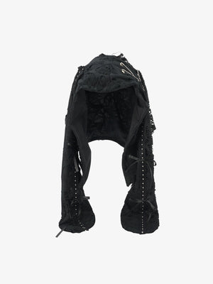 Punk Gothic Lace-Up Bow Earflap Trapper Hat - thumbnail 2